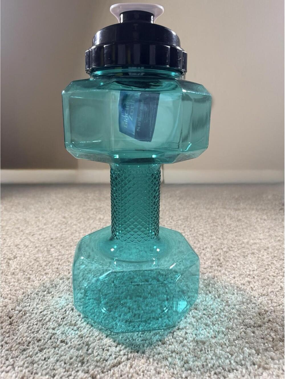 Glacier Zone 74oz Dumbell Water Bottle Teal Blue Workout Gym Hydration